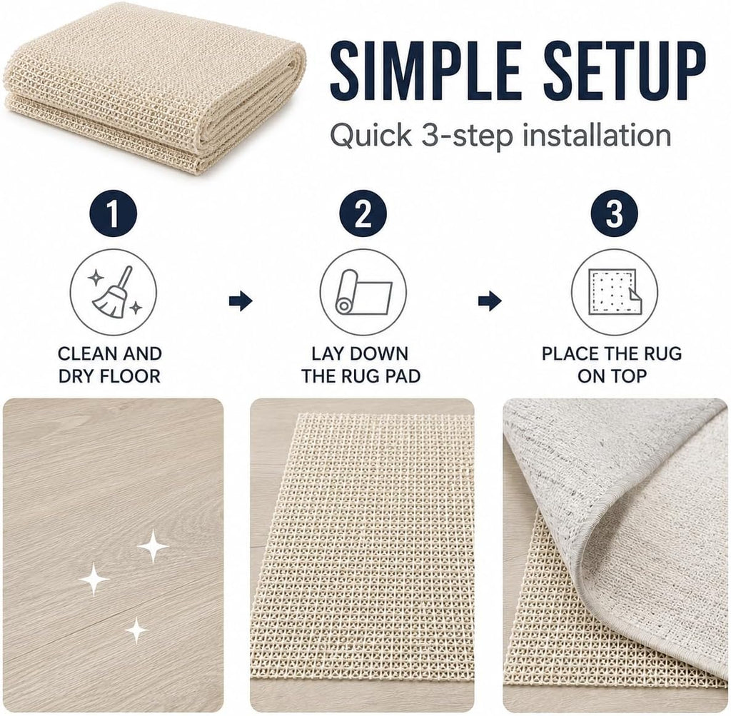 Non Slip Rug Pad 8x10 Feet for Hardwood Floors and Large Area Rugs