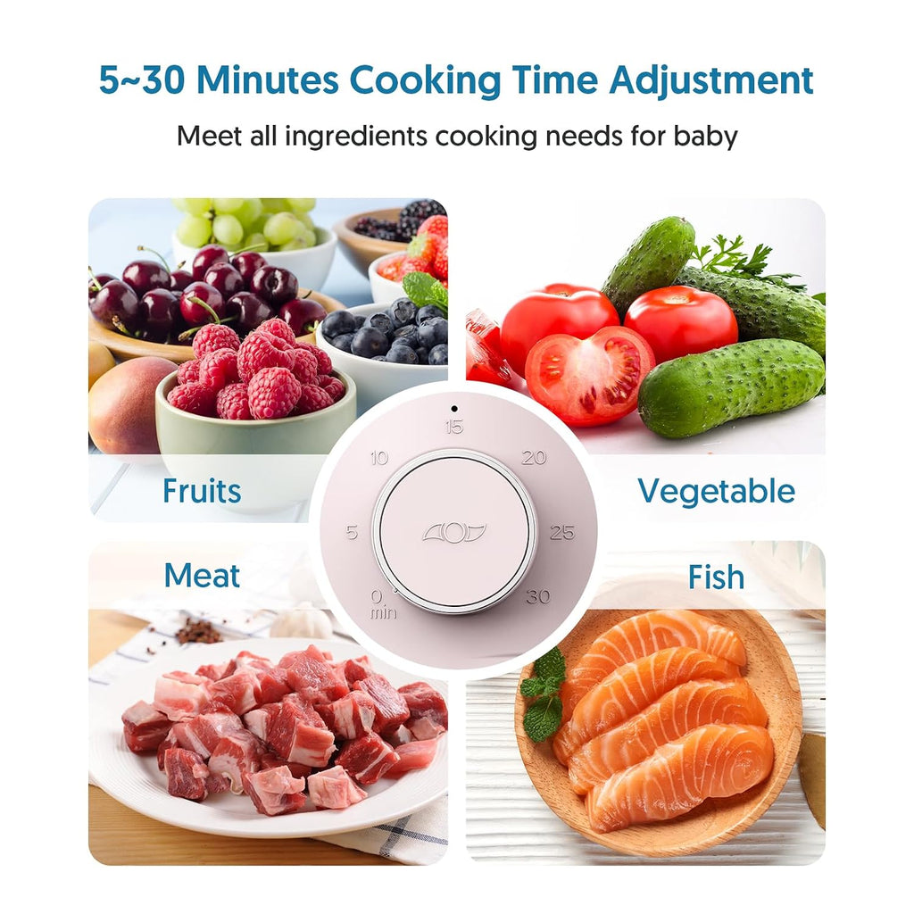 Food Maker Baby Food Processor, Puree Blender Steamer with Reversible Steam Basket, One Button Easy Operation & Large