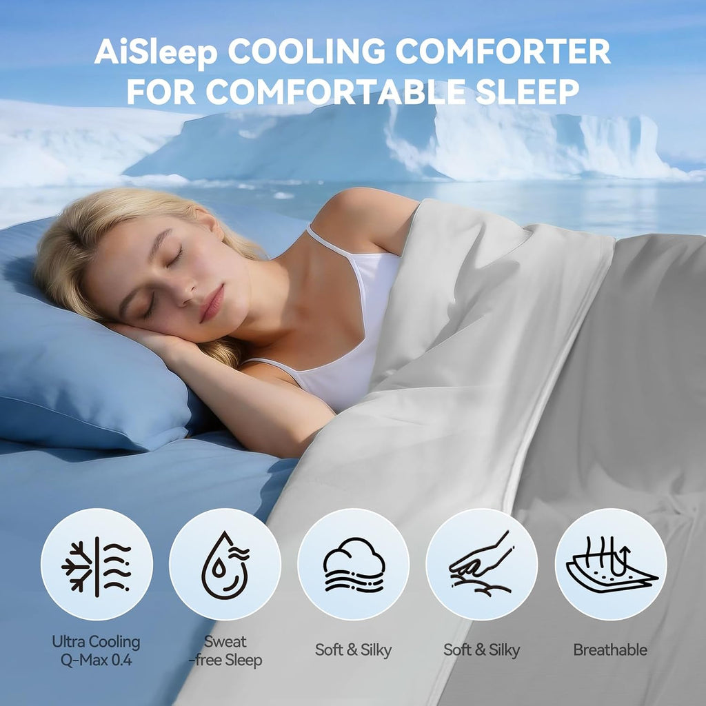 Cooling Comforter Twin Size, Cooling Blankets for Hot Sleepers and Night Sweats, Double-Sided Cool Tech All Season