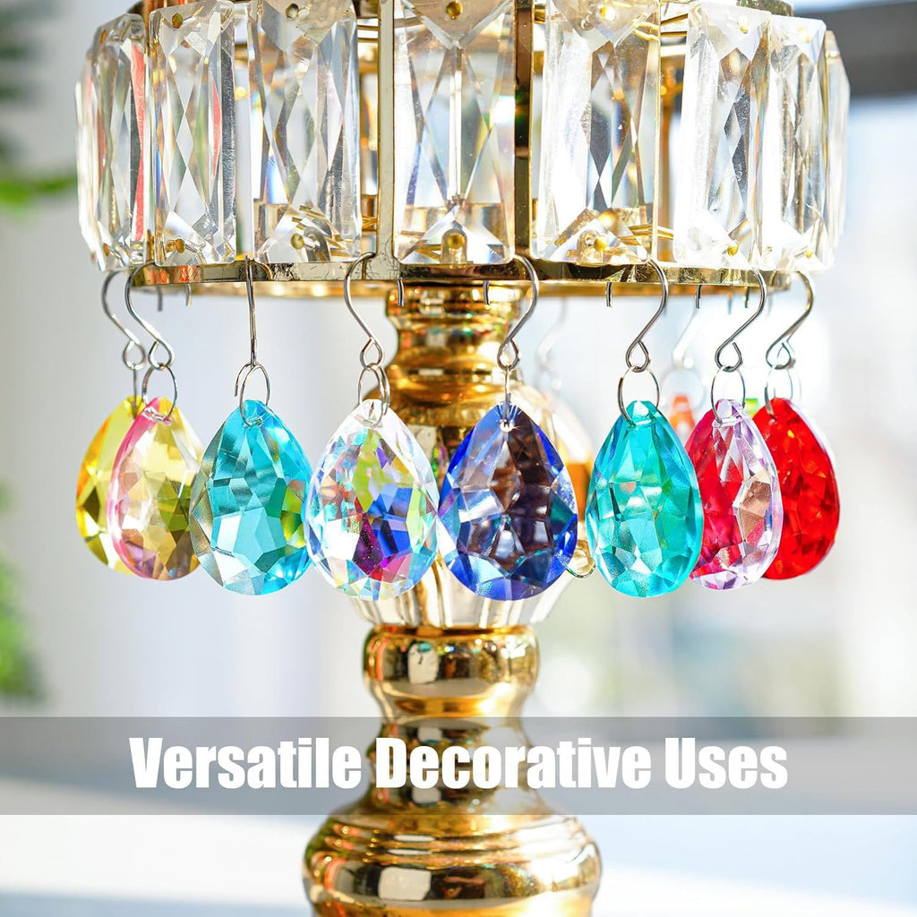 200 Pack Chandelier Crystal Prism Hooks Replacement S-Shaped Crystal Beads Hook for Crystals Chandelier Pendant