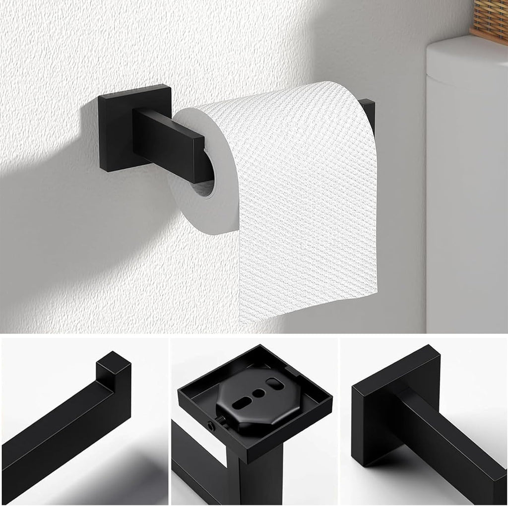 5 Piece Towel Bar Set - 23.6Inch Bathroom Towel Holder - Matte Black | Stainless Steel Towel Racks Wall Mounted