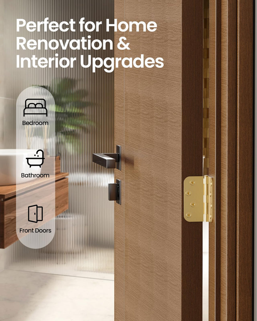 Gold Door Hinges 12 Pack 4 Inch Rounded with 5/8" Radius Corners