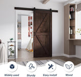 36in x 84in Brown Barn Door with 6.6ft (79inch) Barn Door Hardware Track Kit and Handle Included, Do
