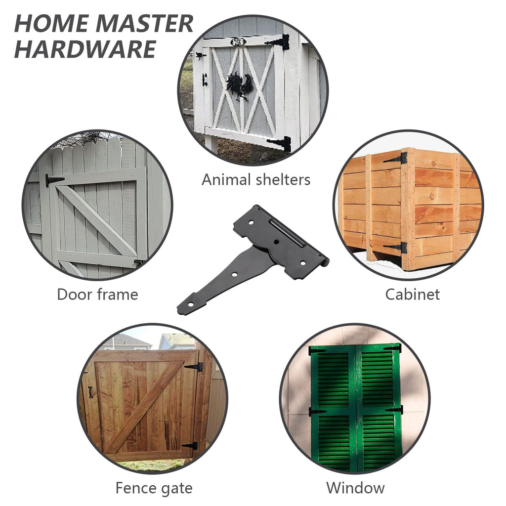 4" Heavy Duty Gate Hinges, T Strap Hinges, 10 Pack