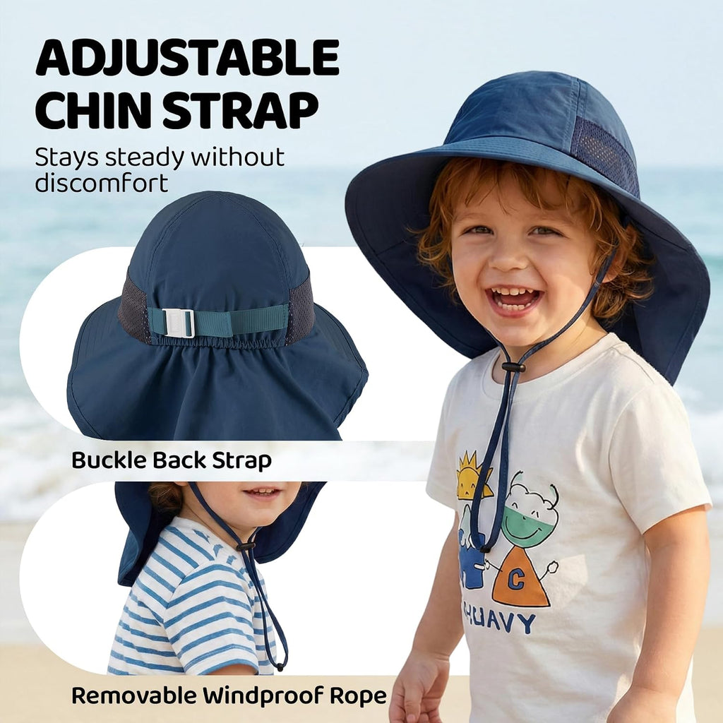 Baby Sun Hat with Neck Flap UPF 50+ for Toddler Sun Protection Beach Hat