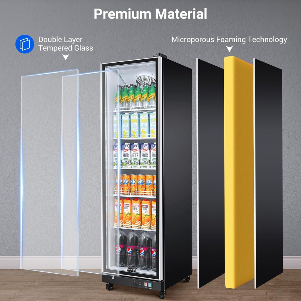 COOLER Commercial Beverage Refrigerator with Glass Door,12.5 Cu.Ft Commercial Dr