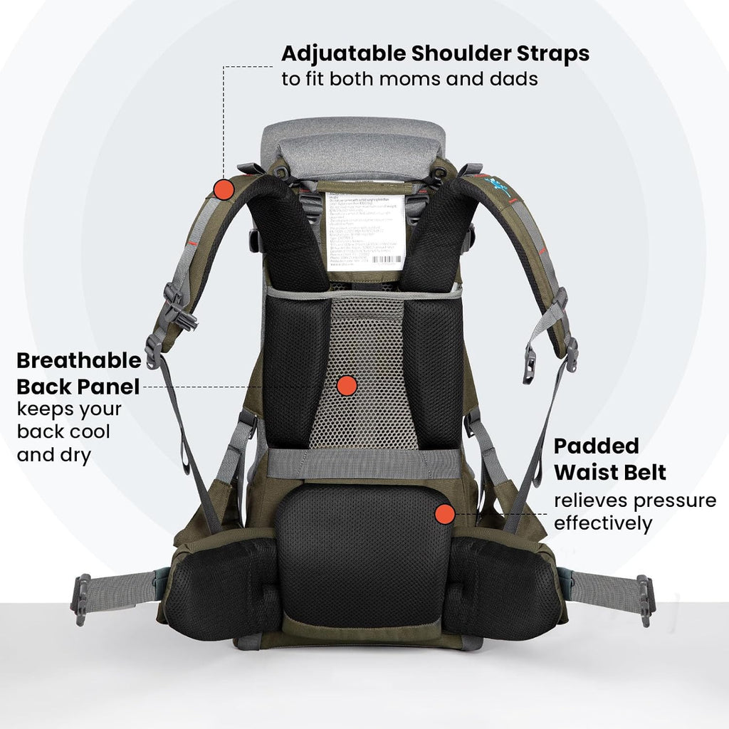 Toddler Hiking Carrier, Baby Backpack with Sun Canopy & Storage