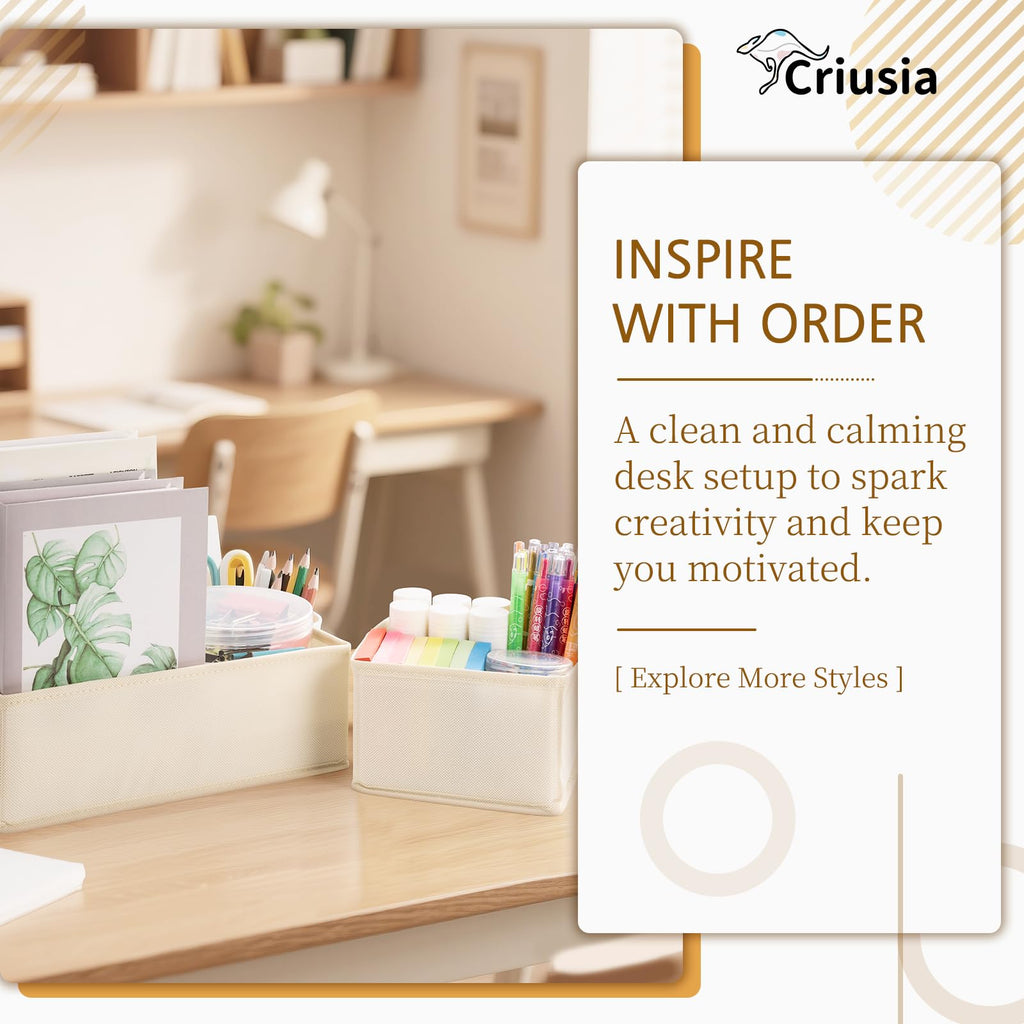 26 Pack Drawer Organizer for Clothes, Foldable Dresser Dividers with 3 Sizes, Fabric Storage Bins - Beige