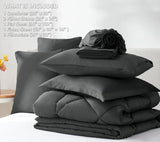 Queen Comforter Set Dark Grey - Bed in a Bag Queen 7 Pieces, Luxury Soft Bed Set for All Seasons