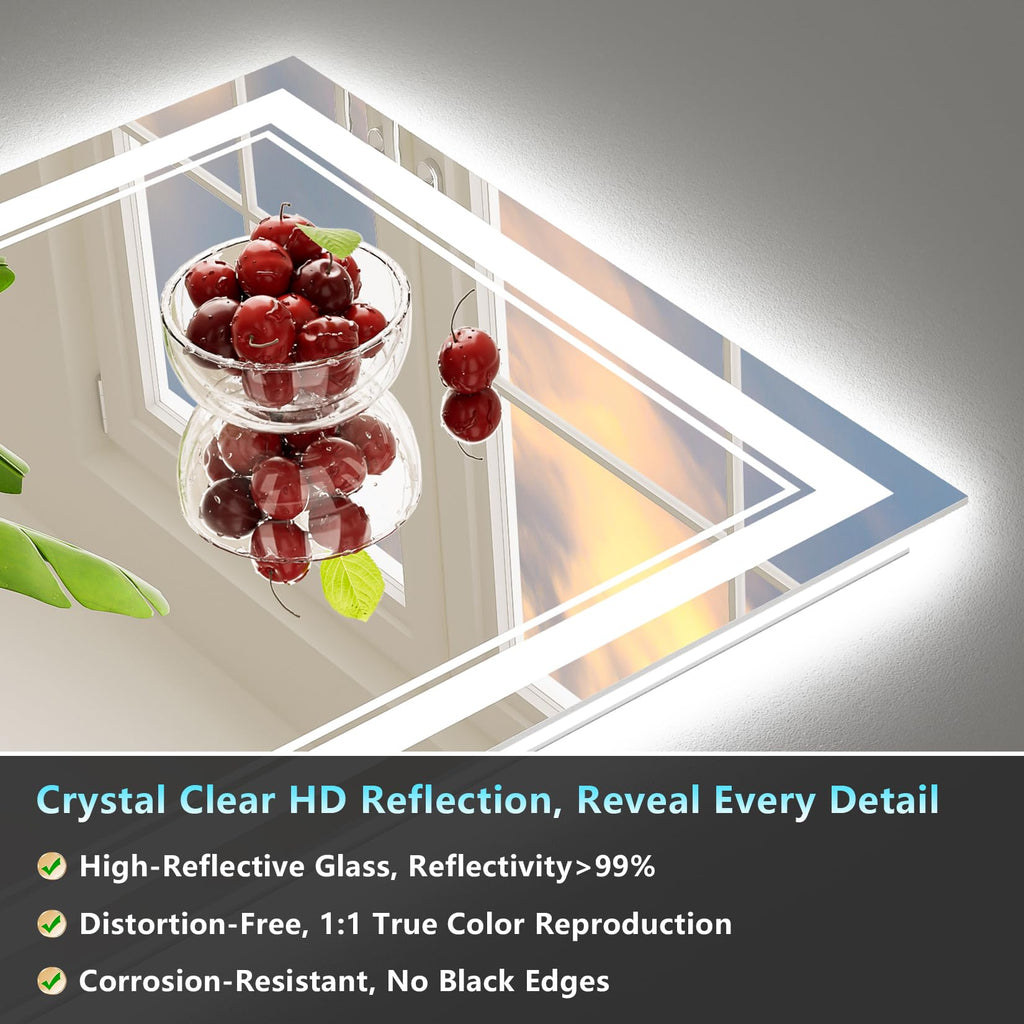 88x38 LED Bathroom Mirror, Backlit & Front Lit Lighted Mirror