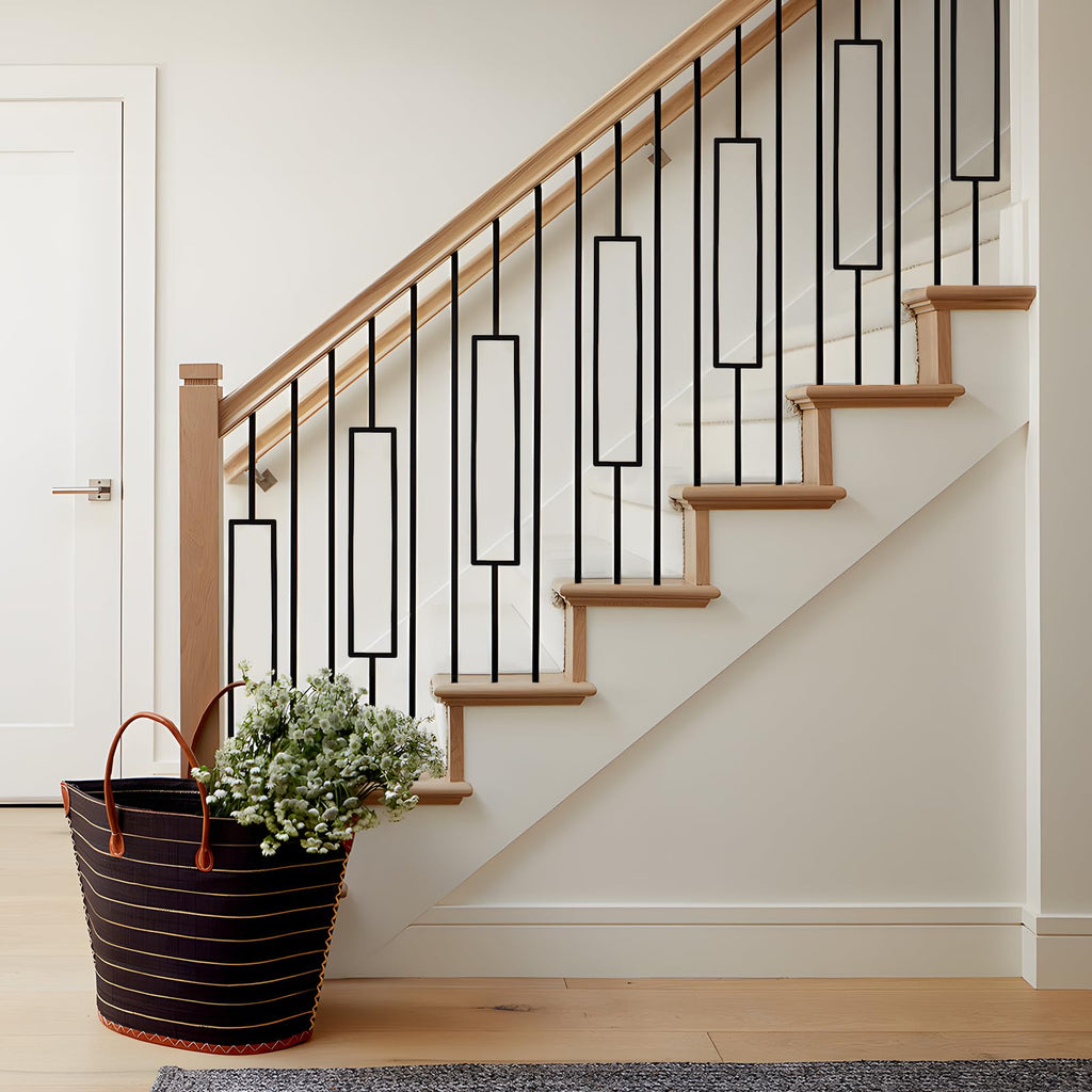 10 Pack Rectangular Hollow Stair Spindles, Wrought Iron Balusters 44" x1/2" Deck Balusters & Stair Railing - Metal