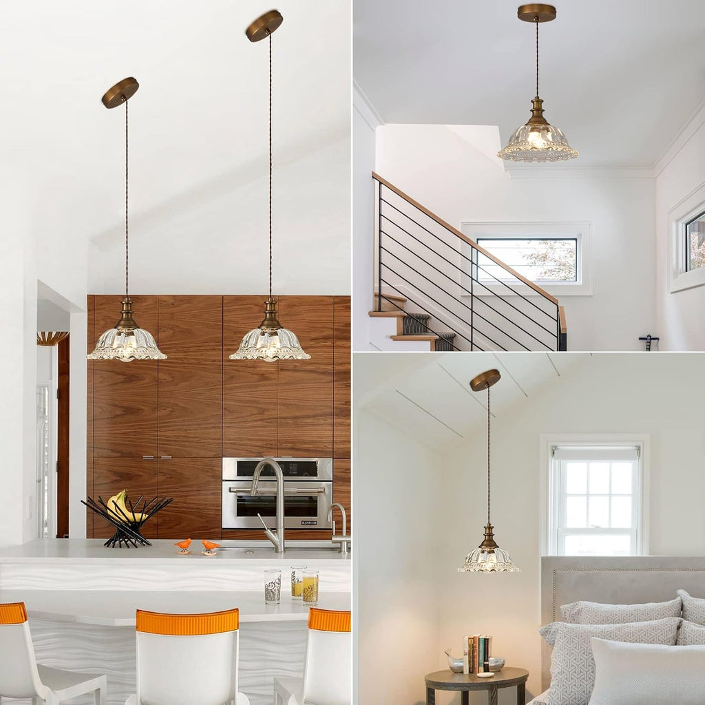 Glass Pendant Lights Modern Pendant Lighting Fixtures Hanging Lamp Brushed Finish Hanging Light Fixture for Kitchen