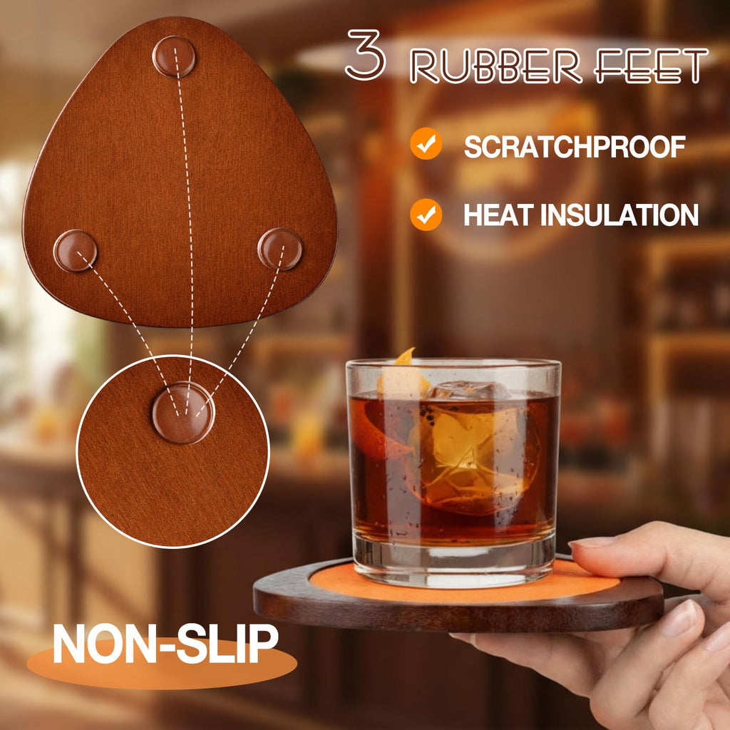 6 Pcs Mid Century Modern Coasters Wood Absorbent Coaster, Colorful