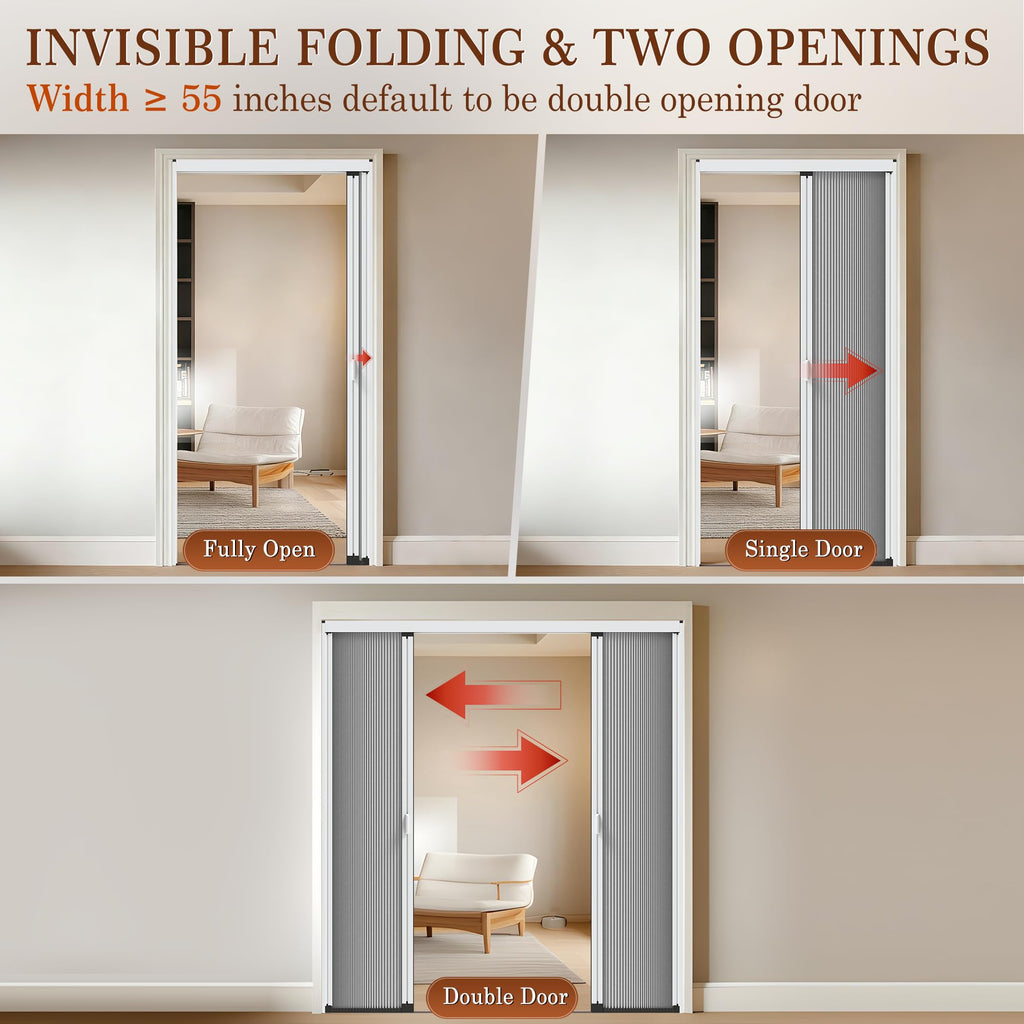 Interior Accordion Door 36" x 80", Aluminum Frame & Cellular Fabric