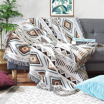 Aztec Native Throw Blankets Southwest Bed Blankets Cover 51"x63" | Navajo American Western Boho,Knit with