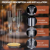 2 Sets 5 Arm Acrylic Candle Holder, Mjkeomo 26'' Tall Candelabra Centerpieces for Tables Clear Candlesticks Holder