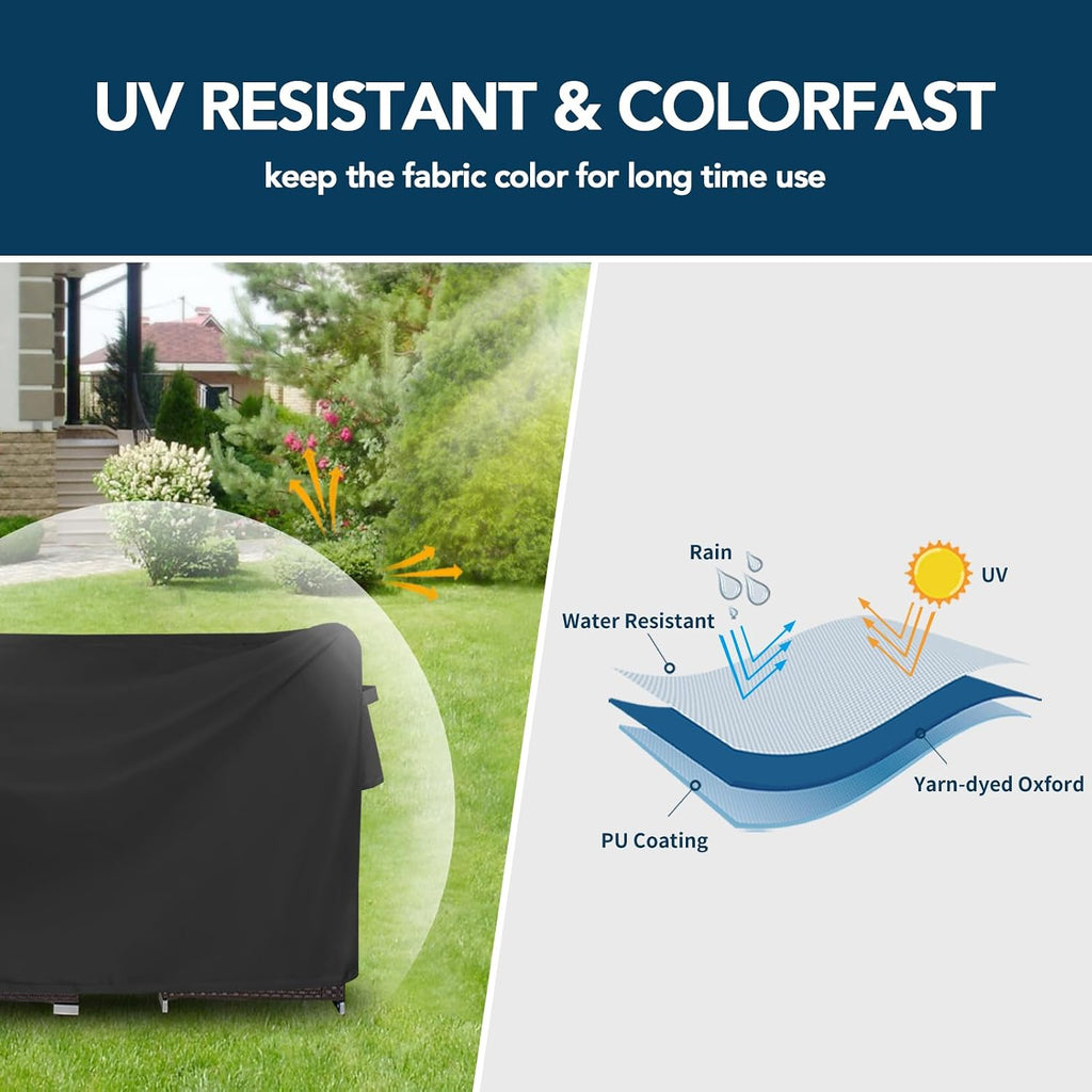 Round Patio Furniture Cover Waterproof Outdoor Dining Table and Chair Cover Anti-UV Outside Sectional Sofa Set Covers