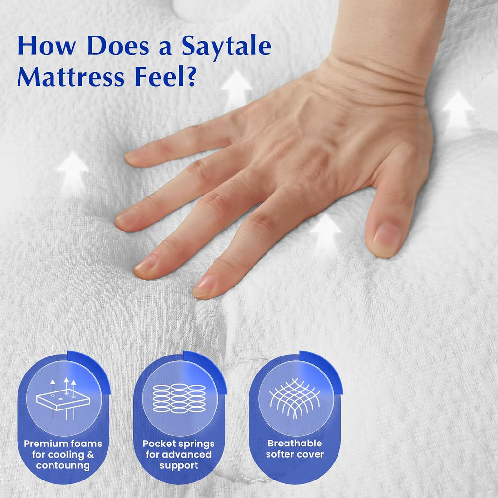 Queen Mattress, 12" Medium Firm Hybrid Mattresses, Mattress Queen Size in a Box with Individual Pocket Springs for