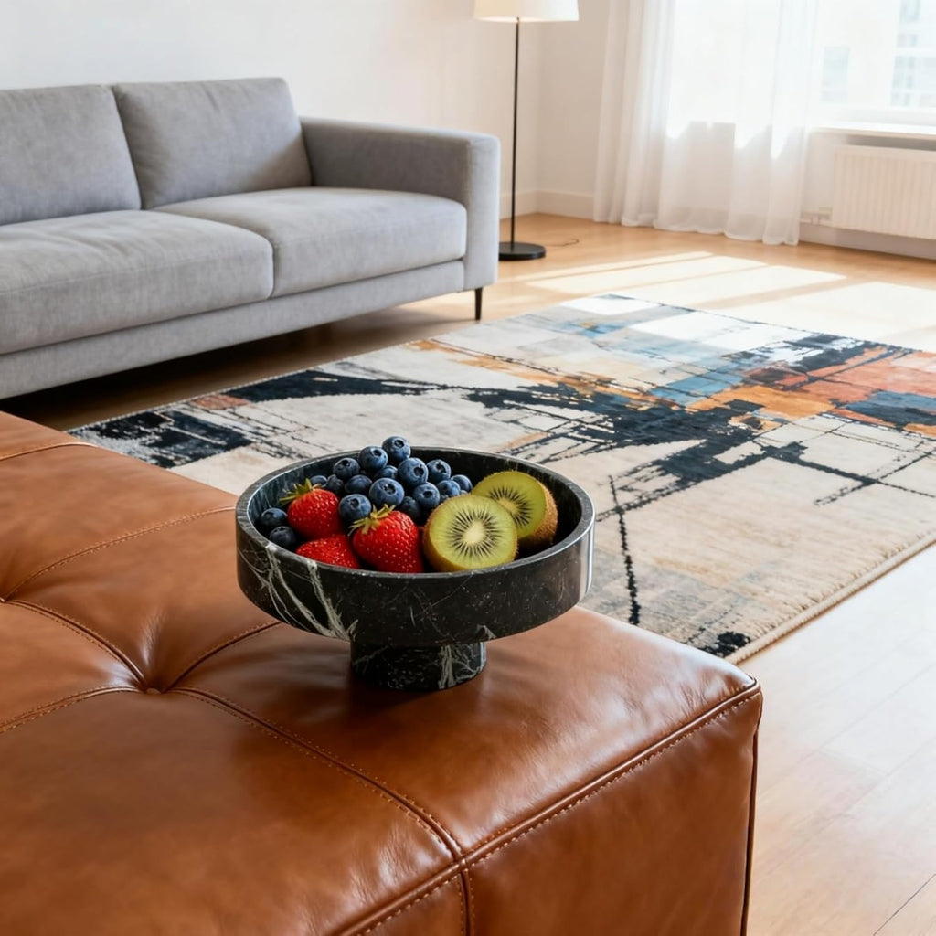 Marble Fruit Plate -Serving Tray for Villa & Hotel Living Room, Aesthetic Dried Fruit & Nut Bowl, Dining Table
