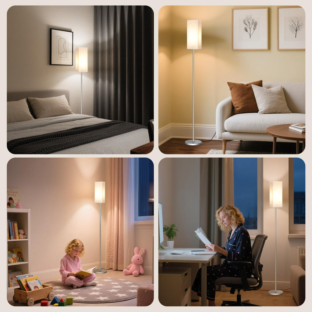 2Pack Floor Lamp, Pole with Foot Switch, Modern Standing Lamp Lamp, Minimalist Freestanding Lamp (Bulb Not Included)