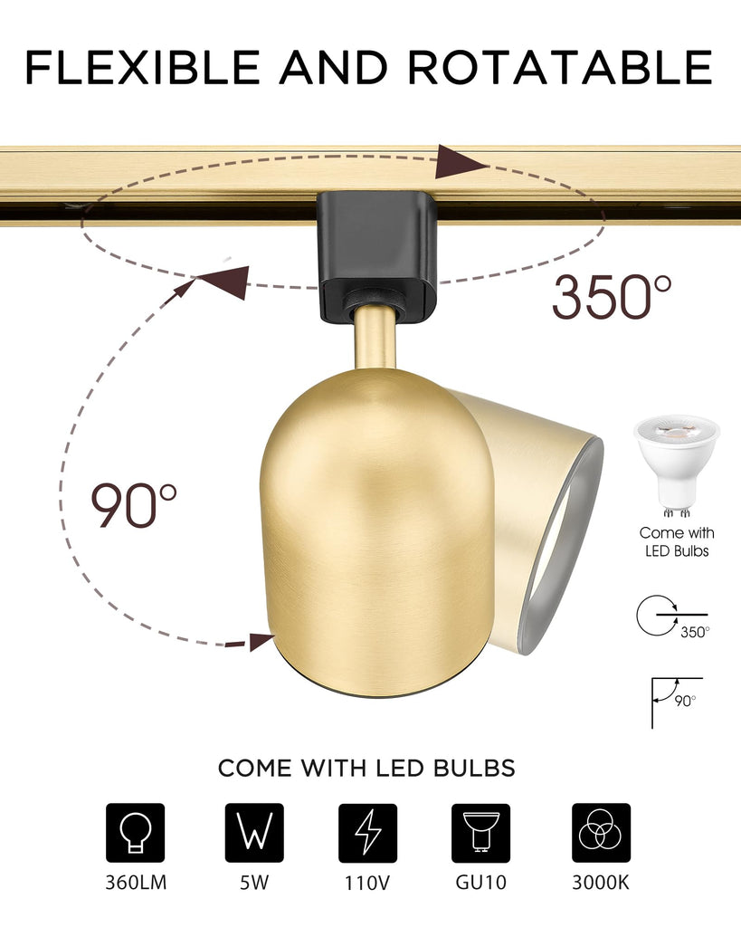 3 Pack LED Track Lighting Heads H Type, 3000K Bulbs Included