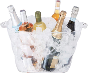 Acrylic Square Party Tub - Clear Beverage Cooler w/Handles, Wine Cooler, Beer Chiller, Ideal Party Tubs for Drinks