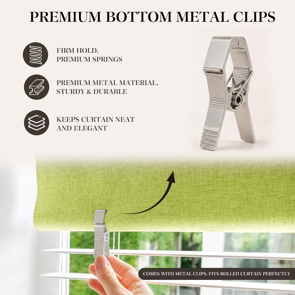 Wide 100% Blackout Roller Shades No Drill, Fruit Green