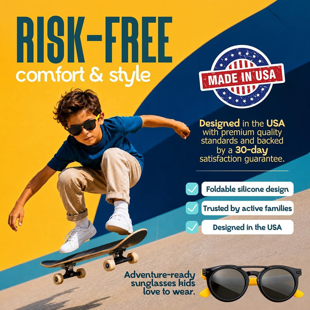 Kids Sunglasses Polarized UV400 Protection Unbreakable Ages 4-12 Boys Girls
