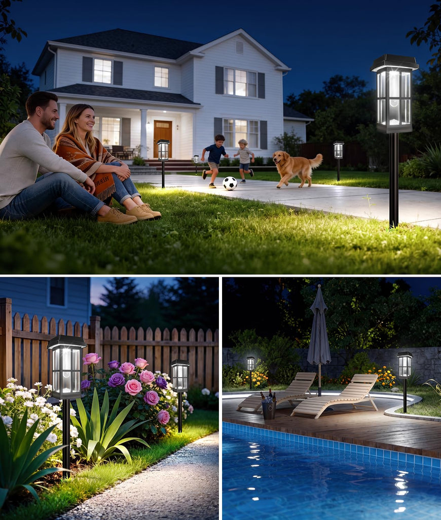4 Pack Solar Pathway Lights Outdoor, 2 Lighting Modes Waterproof Solar Lights Outdoor, Brighter Up to 15Hrs Outdoor