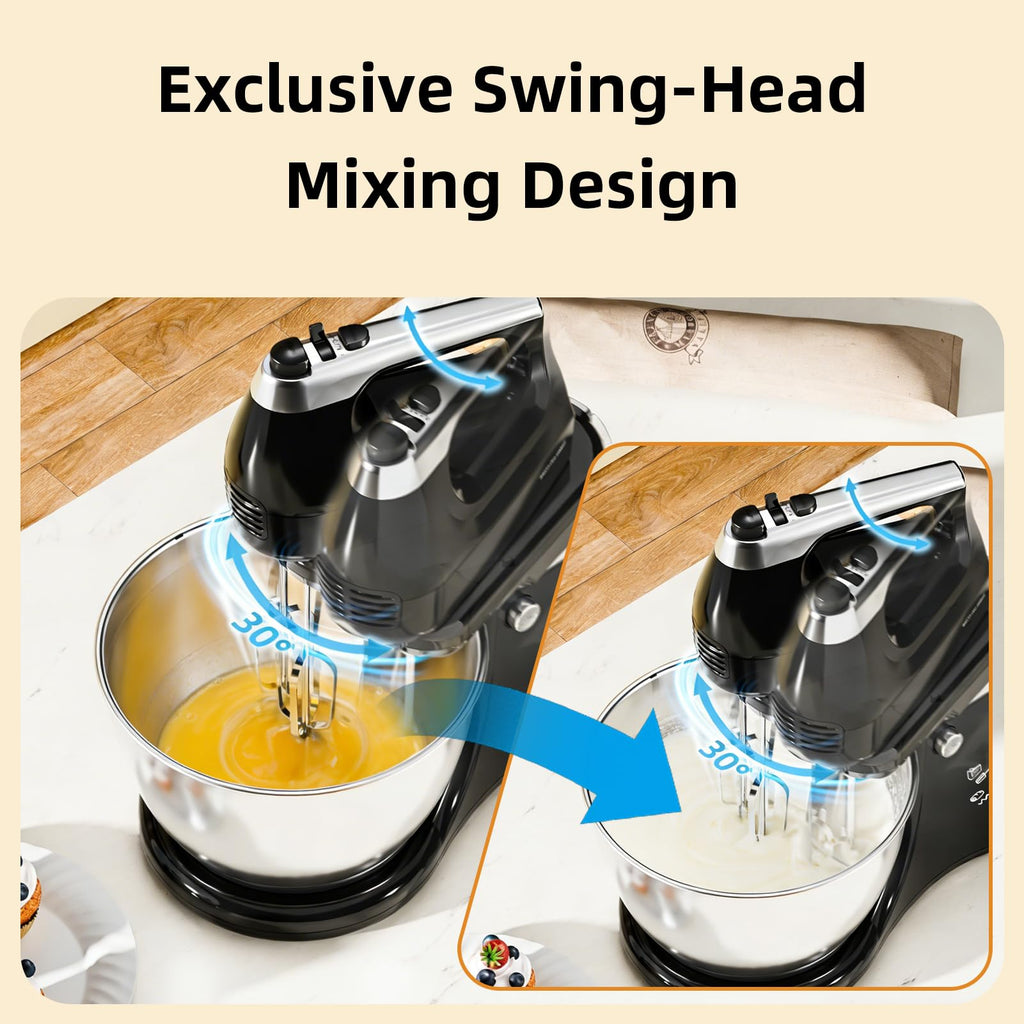 4.8QT 2-in-1 Stand Mixer, Black