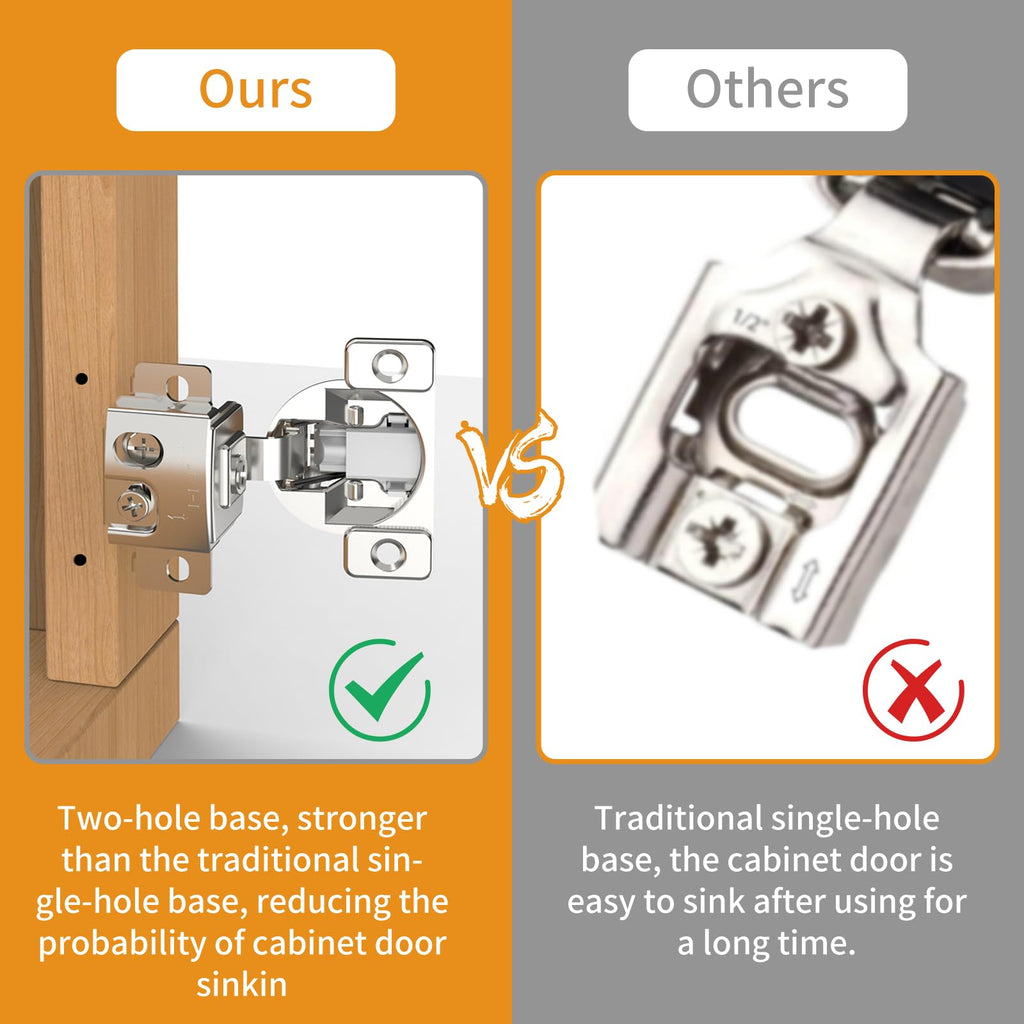 10 Pack Face Frame Cabinet Hinges, 1-1/4" Overlay, Soft Close, 105°
