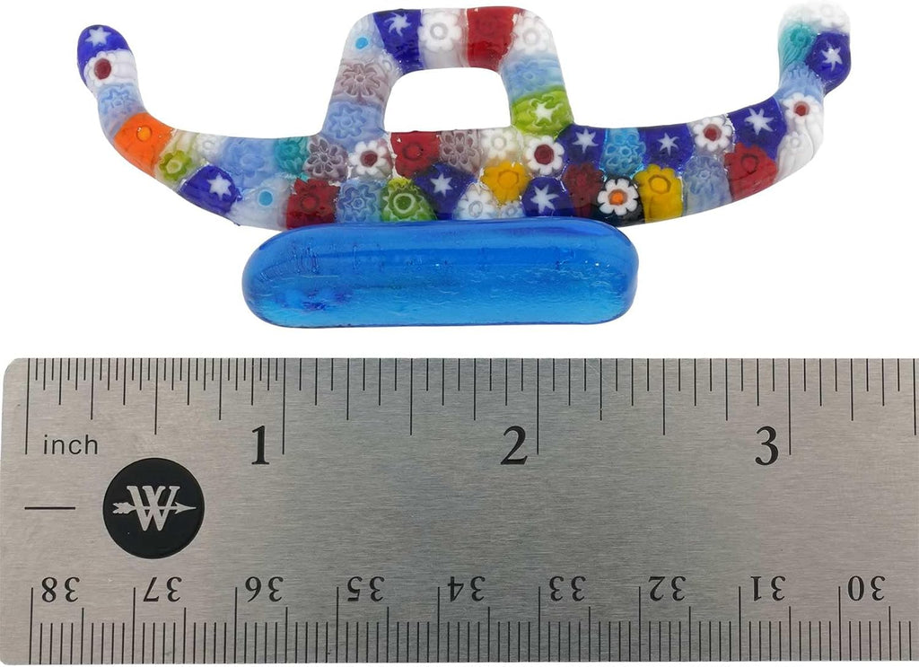 Venetian Gondola Sculpture Millefiori Multicolor 3-1/4 Inch Long, Classic Italian Venetian Boat Figurine in Venice