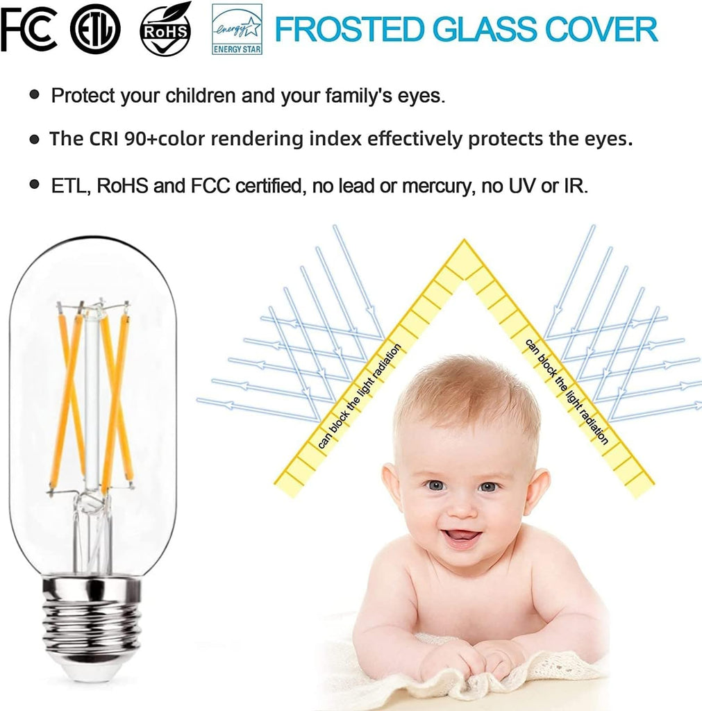 Dimmable E26 LED Light Bulb 6W,Equivalent 60W,E26 Tubular Light Bulb,Antique Clear Edison Filament Bulb 600 Lumens