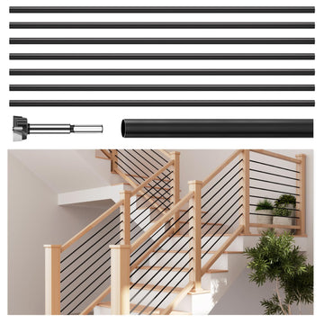 7 Pack 10 FT x 35/64 inch Iron Round Baluster for Indoor Staircase