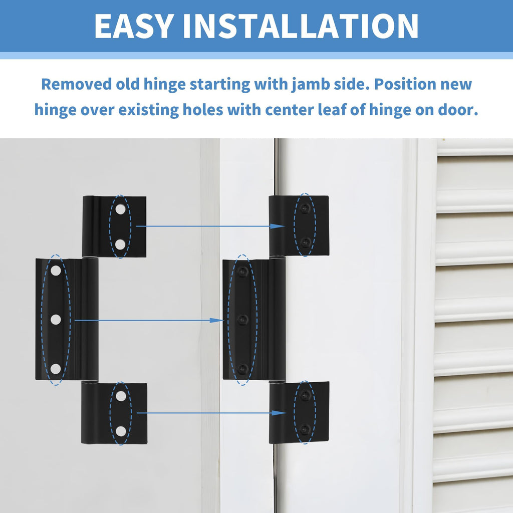 3 Pack Screen Door Hinges Replacement, 1/8 inch Grooved Center
