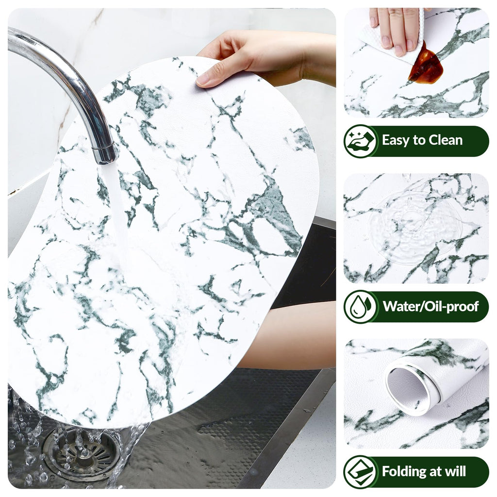 Heat Resistant Oval Placemats Set of 4, Marble