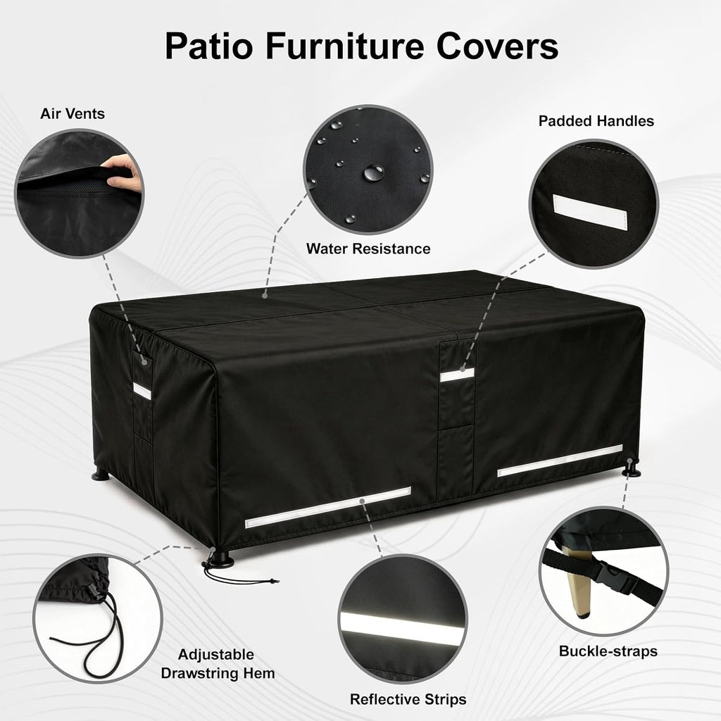 Rectangular Outdoor Furniture Covers Waterproof, Heavy Duty Patio Furniture Covers, 100% Waterproof Outdoor Couch