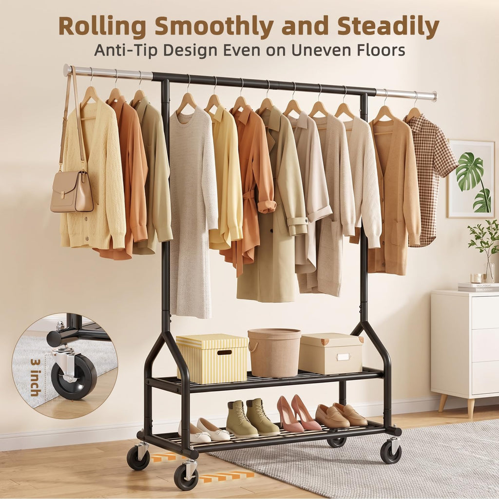 Heavy Duty Clothes Rack, 31.5-51.2 inch Expandable Rod (Black)