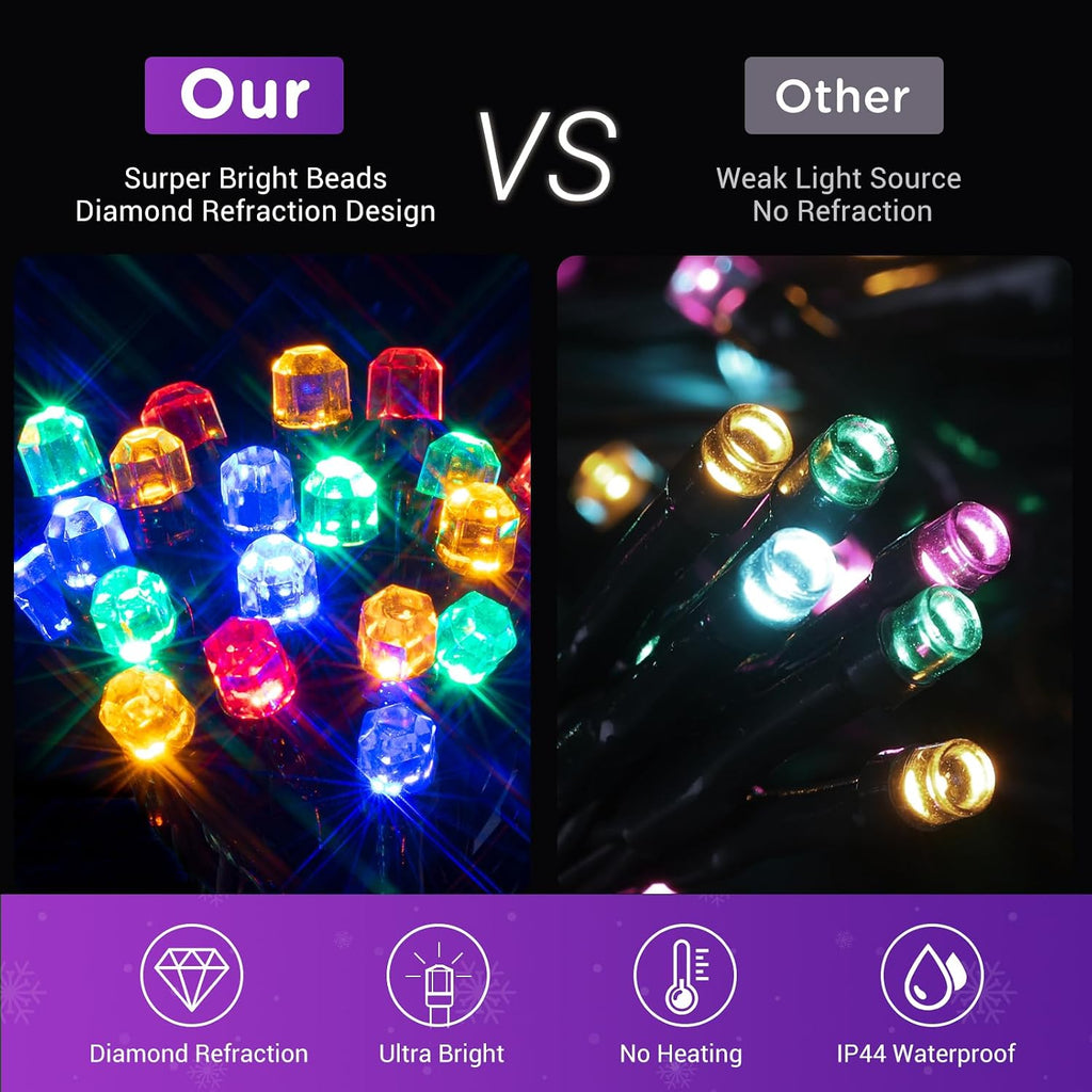 Christmas Tree Lights Color Changing, 11 Modes Christmas Light Outdoor with Remote Control, 400 Diamond LED 6.6FTx10