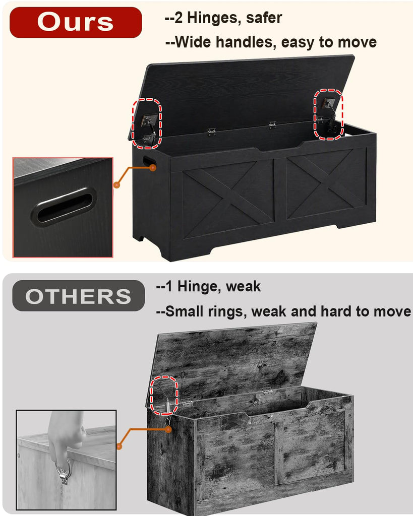 47.2" Storage Chest, Wooden Storage Bench, Entryway Shoes Bench