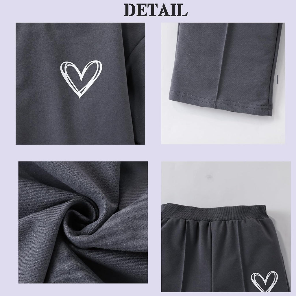 Clothes Tracksuit Set Sweatshirt & Wide Leg Pants with Heart Print Casual Outfit