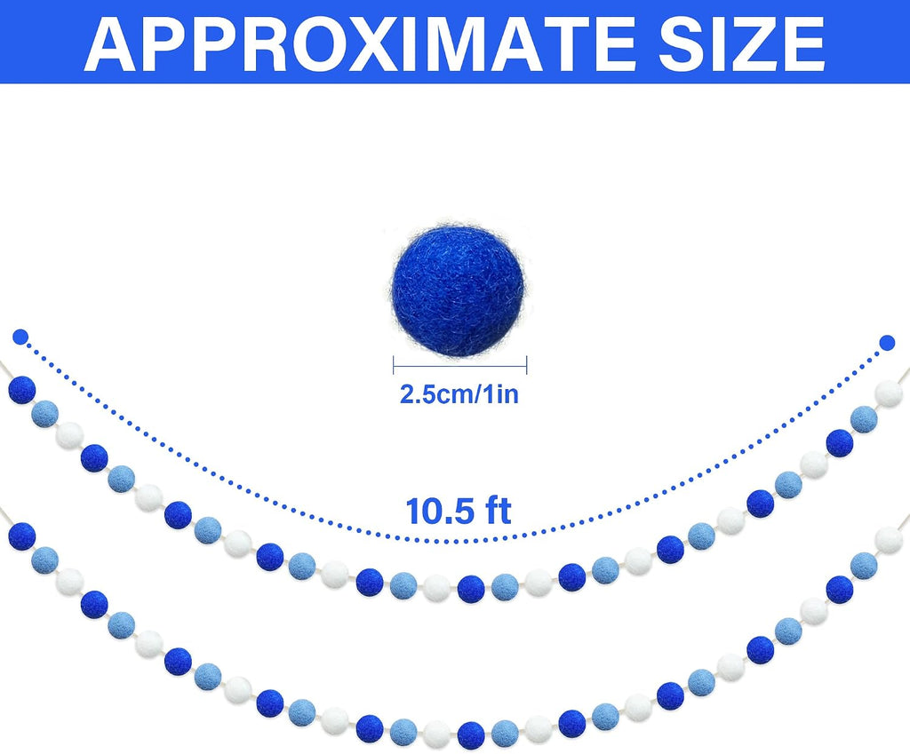 Balls Hanukkah Felt Ball Garlands - Hanukkah Decorations- Chanukah Blue Dark Blue White Pom Pom Garlands Tree - Set of 60