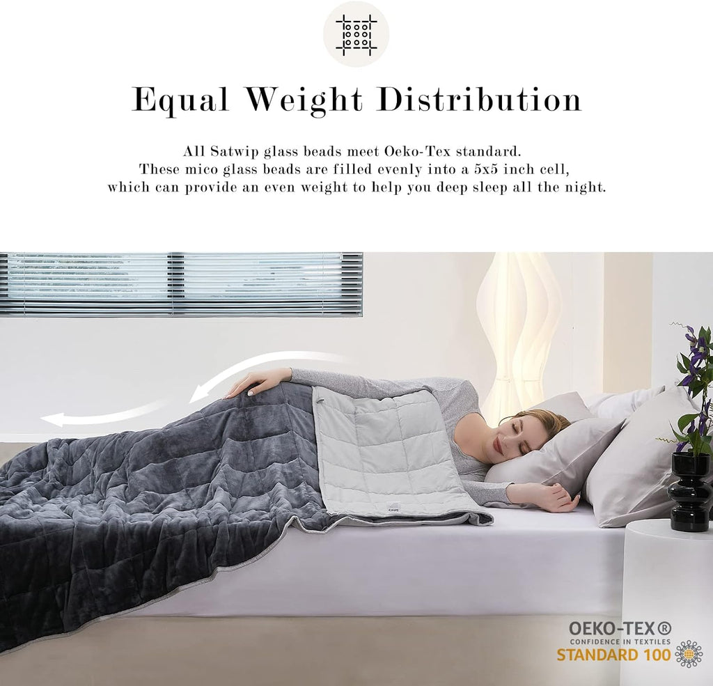 2 PCS Weighted Trow Blanket, Super Cozy Flannel Grey Weighted Blanket 60" x 80" 15 Pounds and 10 LBS Blue Cooling