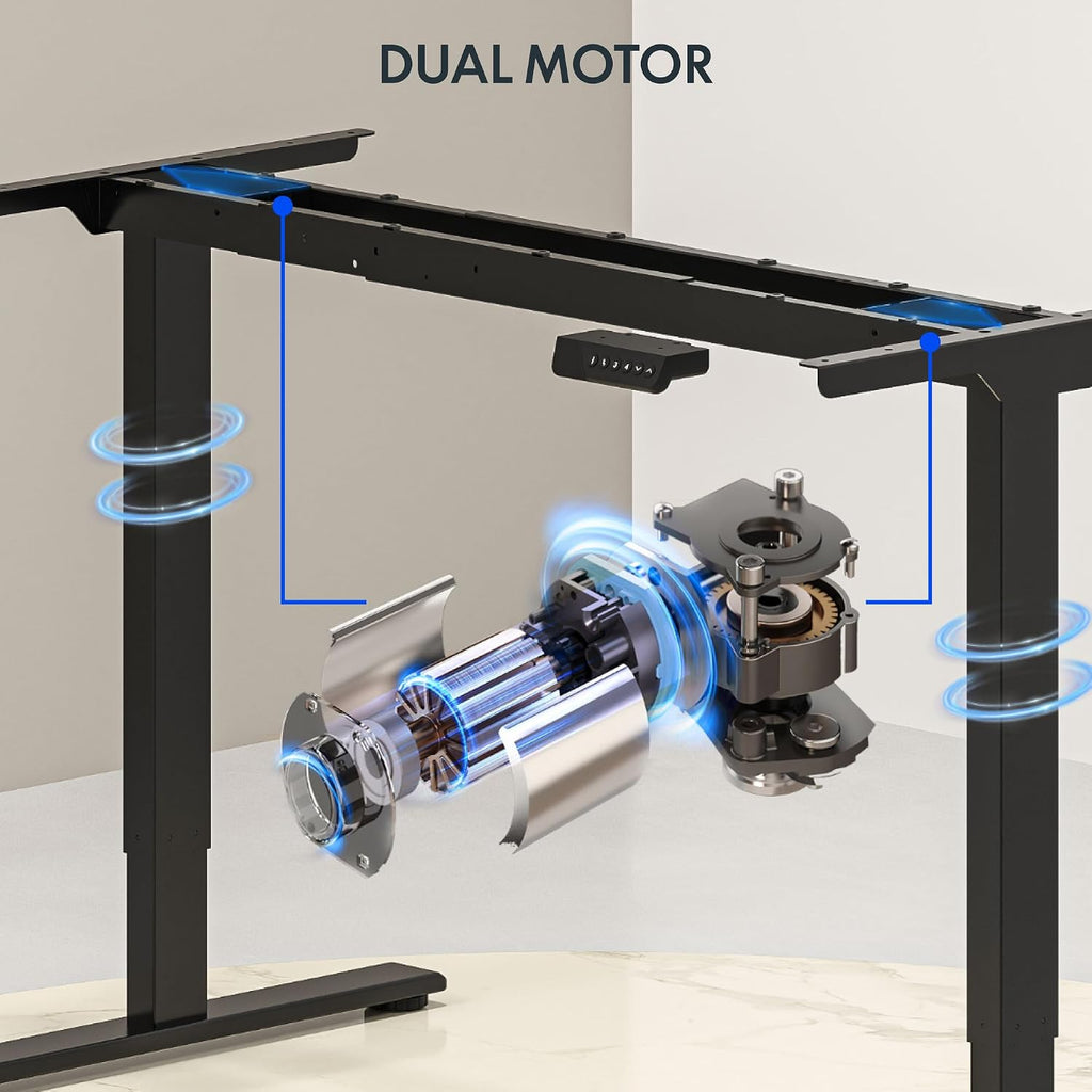 63"x28" Electric Standing Desk, Black | Dual Motor, 198 LBS Capacity, Spacious Workspace, Multi-Monitor Setup, Home