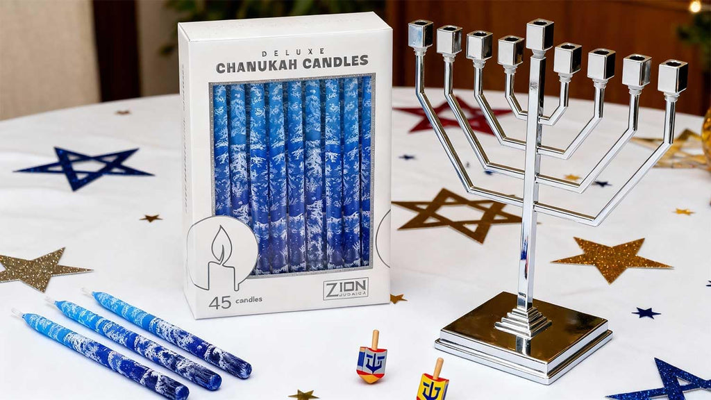 Zion Judaica Silver Hanukkah Candleholder Modern Traditional Angled Branch High Polish Electroplated Finish 9" x