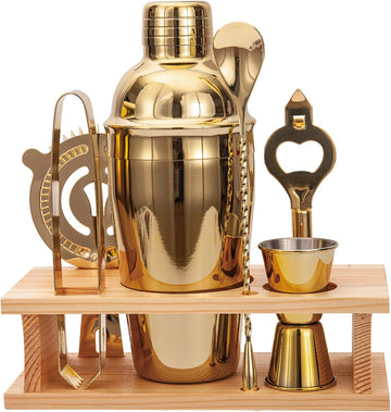 Cocktail Shaker Set Stainless Steel Bartending Kit 18.6oz Cocktail Bar Set Cocktail Mix Drink Making Kit Professional - Set of 7
