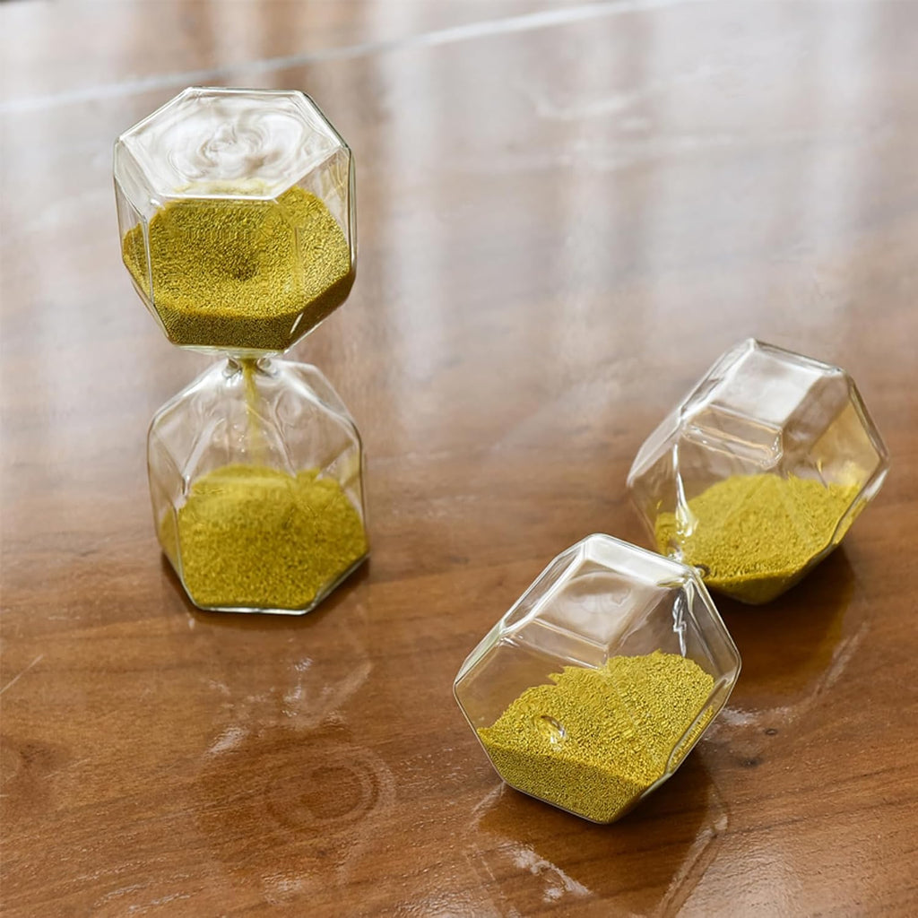 Sand Timer Decor Nordic Style Hexagonal Sandglass Decorative Hourglass Gold Sand Glass Material, Non - Timing Desktop