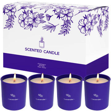 Lavender Scented Candle, 8 oz Soy Wax Jar Candle for Women, 45 Hour Burn