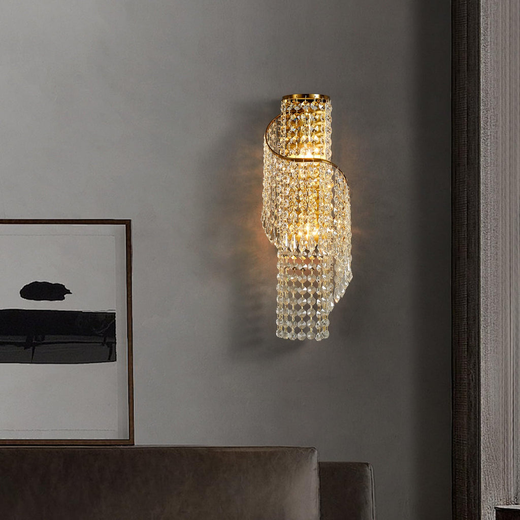 K9 Crystal Wall Sconces Gold - Luxury Indoor Wall Light Fixtures, Crystal Vanity Wall Mount Lamps, Bedside, Hallway
