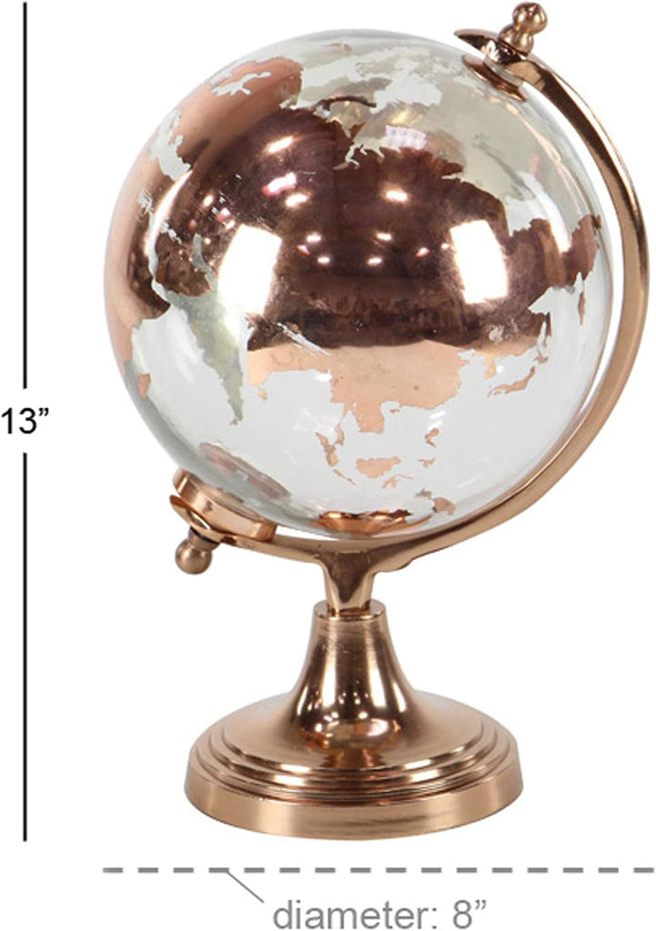 Aluminum Globe with Tiered Base, 9" x 8" x 13", Copper